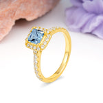 Classic Vintage 4 Prong Emerald Cut Aquamarine Engagement Ring - Additional view