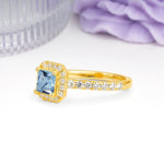 Classic Vintage 4 Prong Emerald Cut Aquamarine Engagement Ring - Additional view