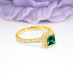 Classic Vintage 4 Prong Emerald Cut Emerald Engagement Ring - Additional view