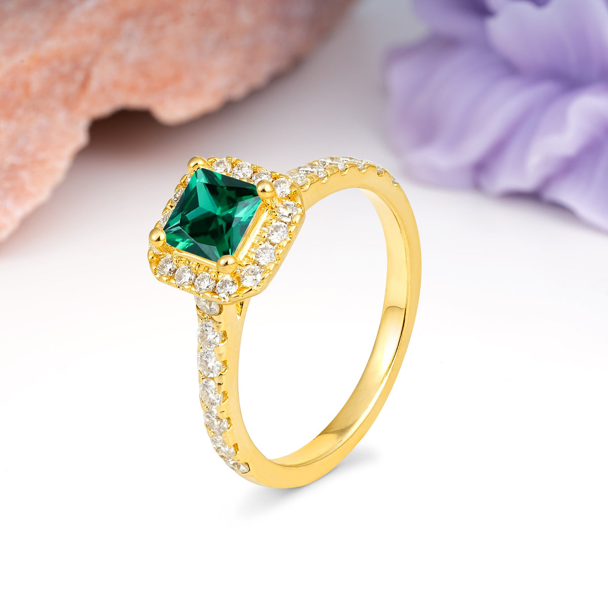 Classic Vintage 4 Prong Emerald Cut Emerald Engagement Ring - Additional view