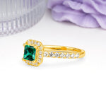 Classic Vintage 4 Prong Emerald Cut Emerald Engagement Ring - Additional view