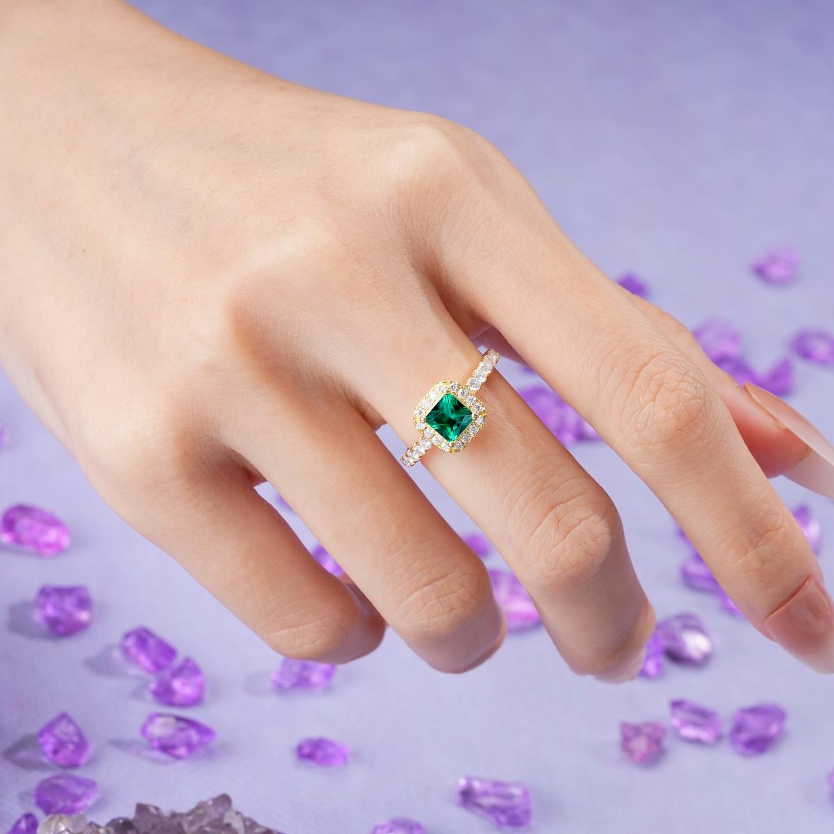 Classic Vintage 4 Prong Emerald Cut Emerald Engagement Ring