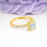Classic Vintage 4 Prong Emerald Cut Moonstone Engagement Ring - Additional view