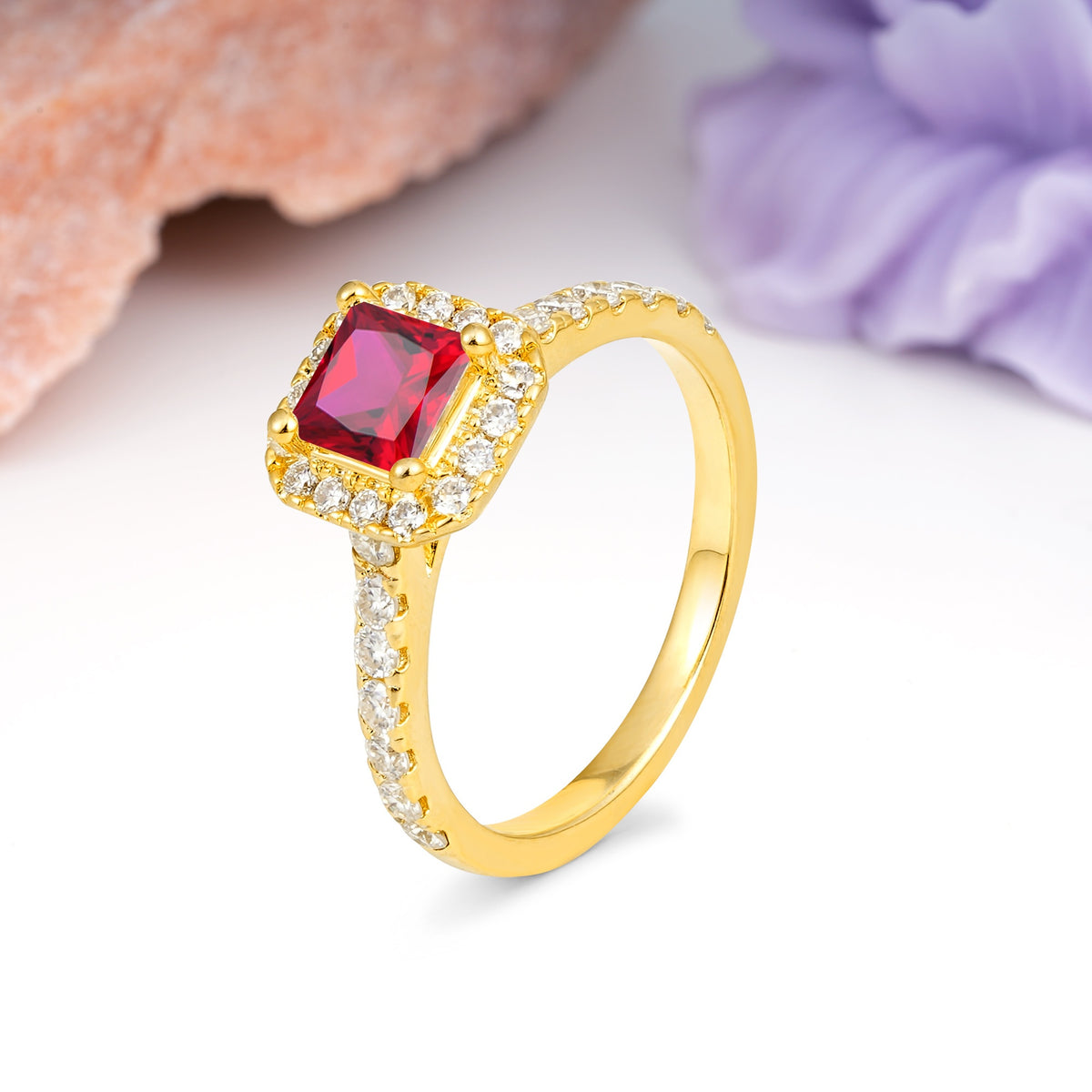 Classic Vintage 4 Prong Emerald Cut Ruby Engagement Ring - Additional view