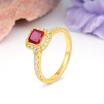 Classic Vintage 4 Prong Emerald Cut Ruby Engagement Ring - Additional view