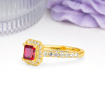 Classic Vintage 4 Prong Emerald Cut Ruby Engagement Ring - Additional view