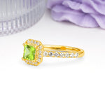 Classic Vintage 4 Prong Emerald Cut Peridot Engagement Ring - Additional view