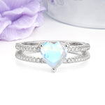 Luxurious Double Row Pavé, 3 Prong Heart Cut Moonstone Engagement Ring - Additional view