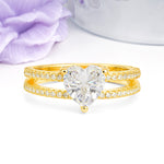 Luxurious Double Row Pavé, 3 Prong Heart Cut Moissanite Engagement Ring - Additional view