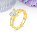Luxurious Double Row Pavé, 3 Prong Heart Cut Moissanite Engagement Ring - Additional view