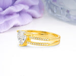 Luxurious Double Row Pavé, 3 Prong Heart Cut Moissanite Engagement Ring - Additional view