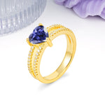 Luxurious Double Row Pavé, 3 Prong Heart Cut Tanzanite Engagement Ring - Additional view