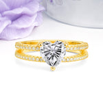 Luxurious Double Row Pavé, 3 Prong Heart Cut Lab Diamond Engagement Ring - Additional view