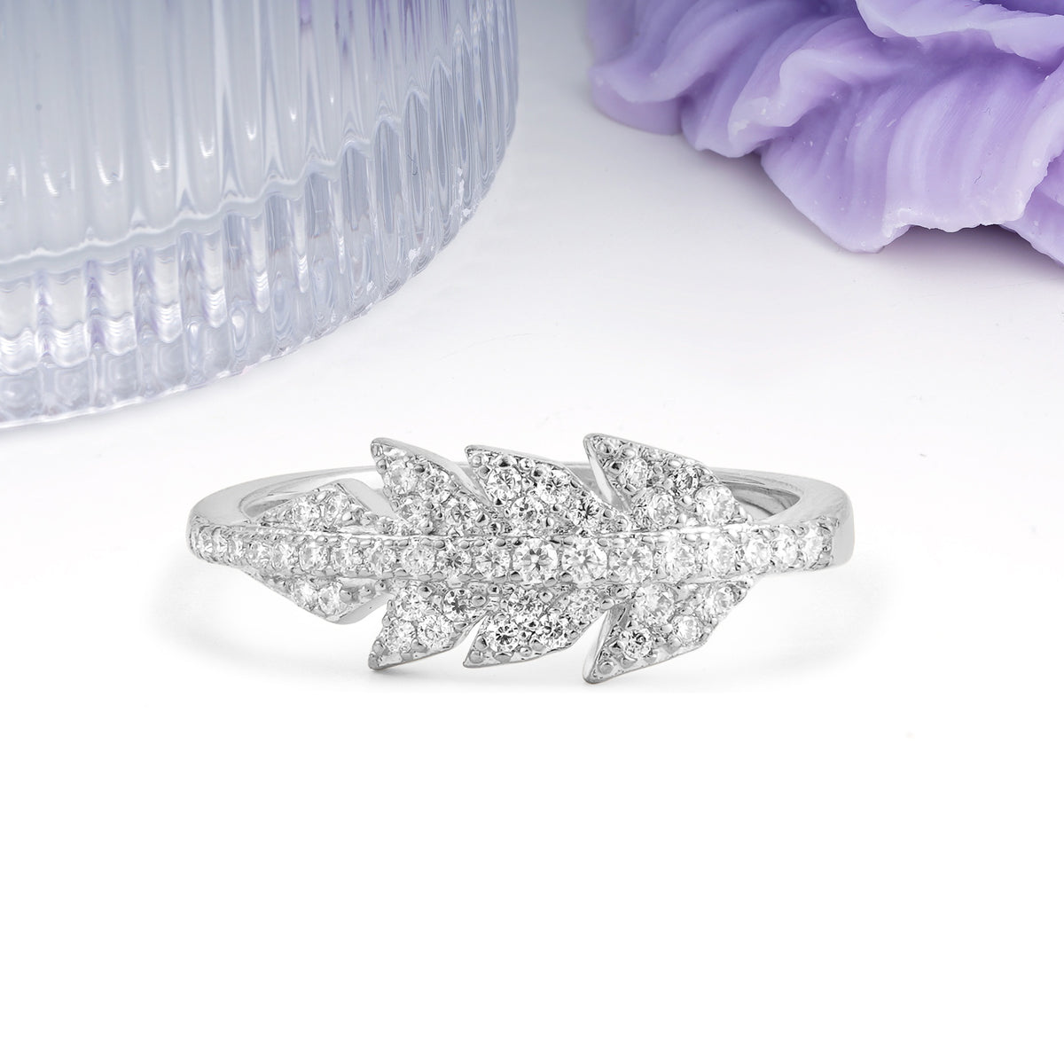 Unique nature inspired Moissanite Wedding Ring - Additional view