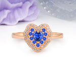 Luxurious and Unique 3 Prong Heart Cut Sapphire Engagement Ring - Additional view