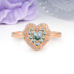 Luxurious and Unique 3 Prong Heart Cut Moss Agate Engagement Ring - Additional view