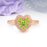 Luxurious and Unique 3 Prong Heart Cut Peridot Engagement Ring - Additional view