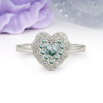 Luxurious and Unique 3 Prong Heart Cut Moss Agate Engagement Ring - Additional view