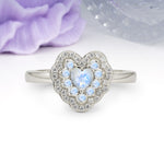 Luxurious and Unique 3 Prong Heart Cut Moonstone Engagement Ring - Additional view