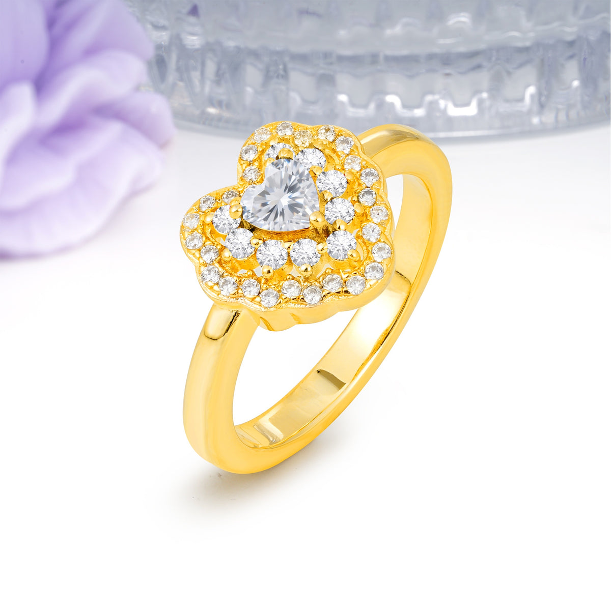 Luxurious and Unique 3 Prong Heart Cut Moissanite Engagement Ring - Additional view