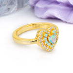 Luxurious and Unique 3 Prong Heart Cut Fire Opal Engagement Ring - Additional view