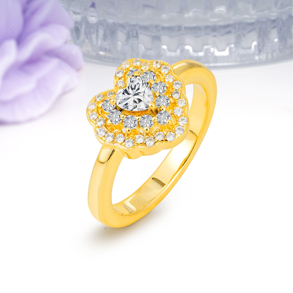 Luxurious and Unique 3 Prong Heart Cut Lab Diamond Engagement Ring - Additional view