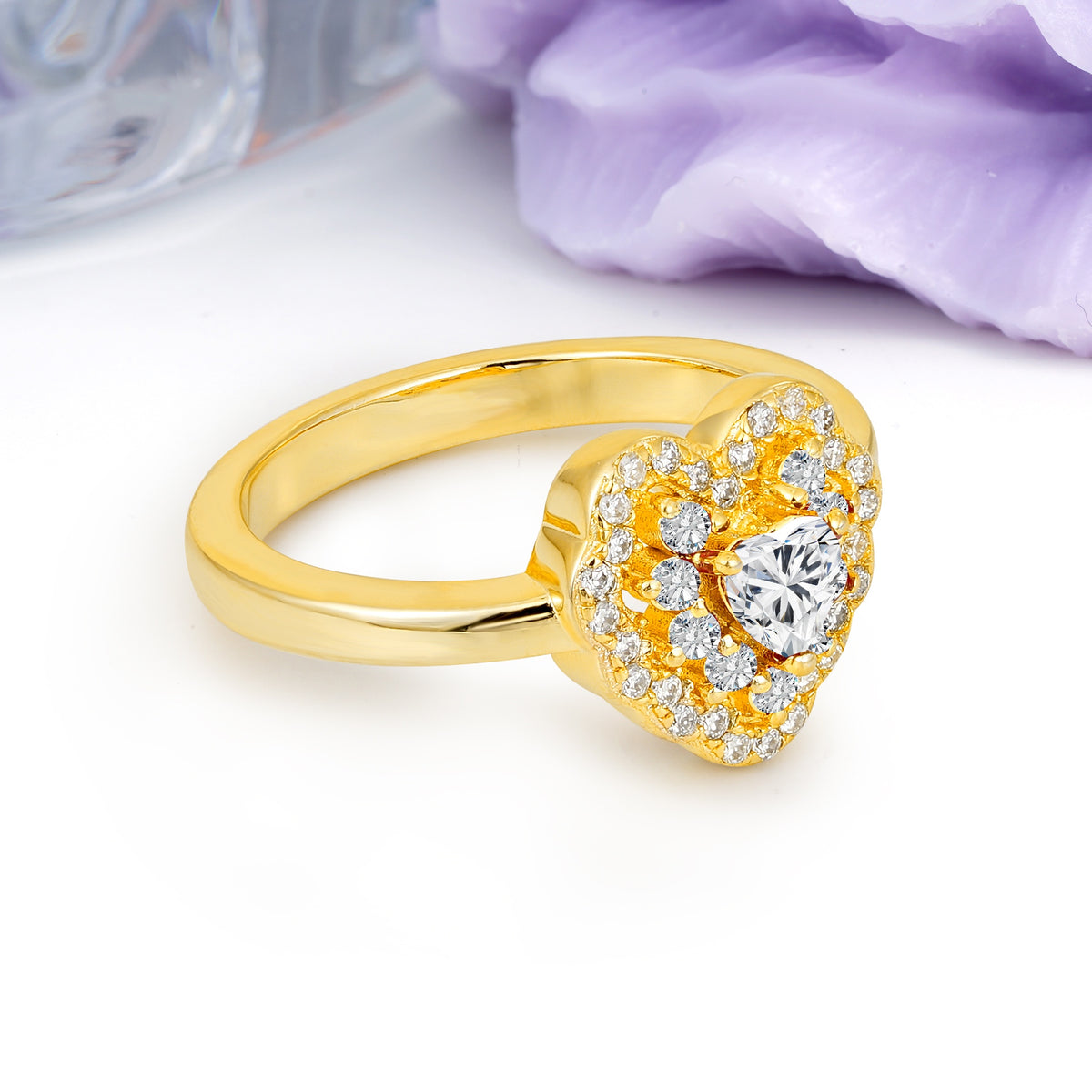 Luxurious and Unique 3 Prong Heart Cut Lab Diamond Engagement Ring - Additional view