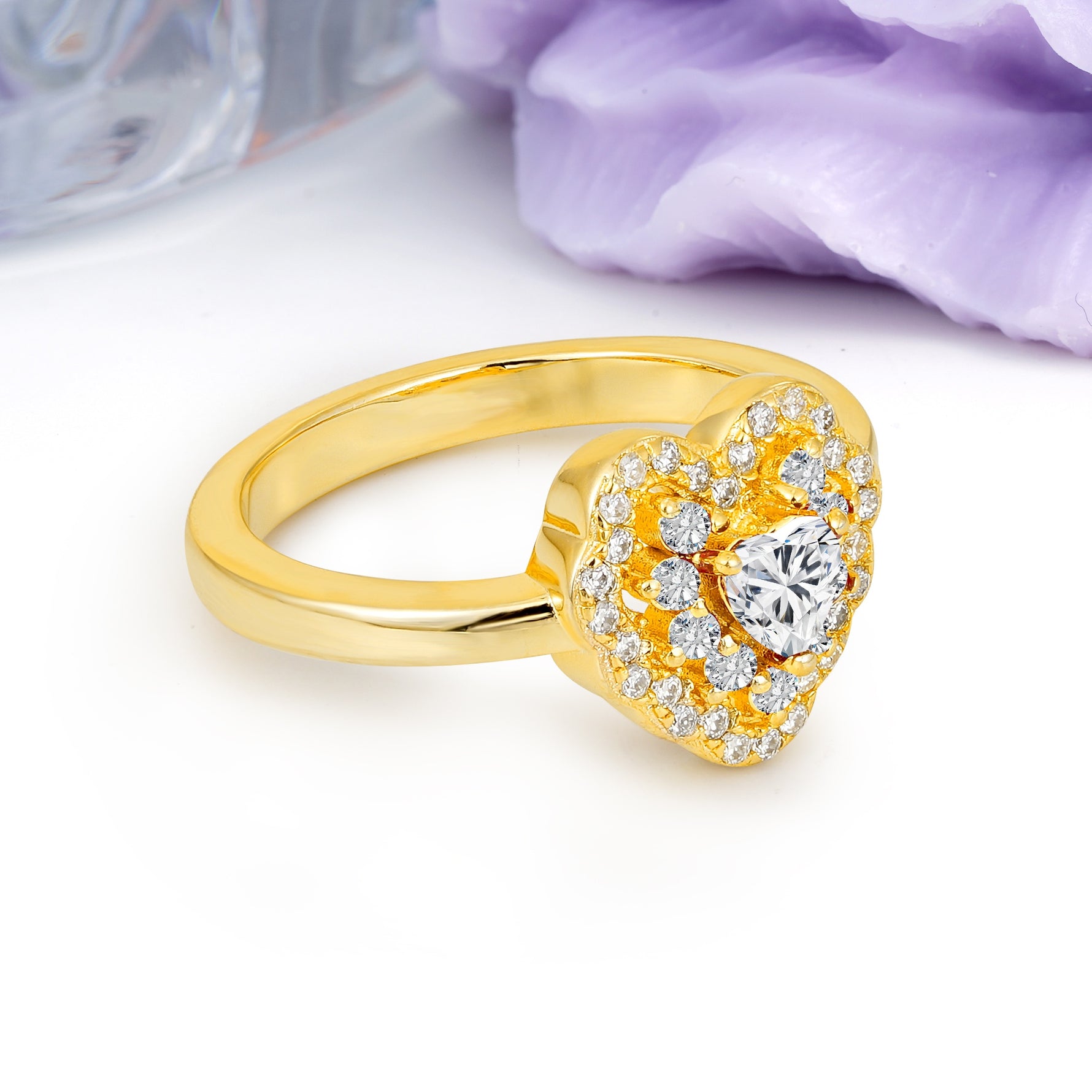 Luxurious and Unique 3 Prong Heart Cut Lab Diamond Engagement Ring - Additional view