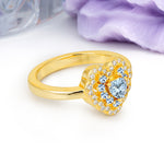 Luxurious and Unique 3 Prong Heart Cut Aquamarine Engagement Ring - Additional view