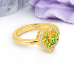 Luxurious and Unique 3 Prong Heart Cut Peridot Engagement Ring - Additional view