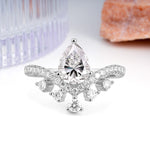Luxurious and Unique Crown Style 3 Prong Pear Cut Lab Diamond Engagement Ring - Additional view