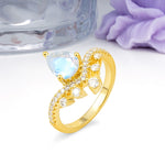 Luxurious and Unique Crown Style 3 Prong Pear Cut Moonstone Engagement Ring - Additional view