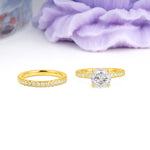 Luxurious and Dazzling 4 Prong Round Cut Moissanite Bridal Ring Set - Additional view