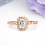 Classic, Luxurious 4 Prong Emerald Cut Moissanite Engagement Ring - Additional view