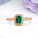 Classic, Luxurious 4 Prong Emerald Cut Emerald Engagement Ring - Additional view