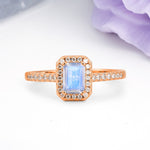 Classic, Luxurious 4 Prong Emerald Cut Moonstone Engagement Ring - Additional view