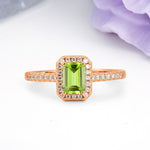 Classic, Luxurious 4 Prong Emerald Cut Peridot Engagement Ring - Additional view
