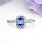 Classic, Luxurious 4 Prong Emerald Cut Sapphire Engagement Ring - Additional view