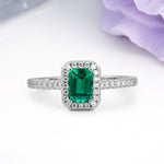 Classic, Luxurious 4 Prong Emerald Cut Emerald Engagement Ring - Additional view