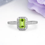Classic, Luxurious 4 Prong Emerald Cut Peridot Engagement Ring - Additional view