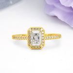 Classic, Luxurious 4 Prong Emerald Cut Moissanite Engagement Ring - Additional view