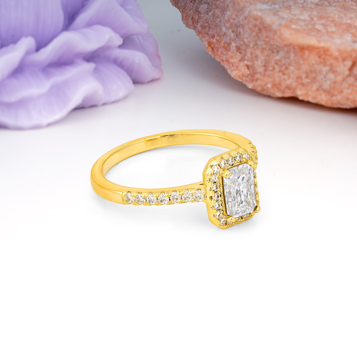 Classic, Luxurious 4 Prong Emerald Cut Moissanite Engagement Ring - Additional view