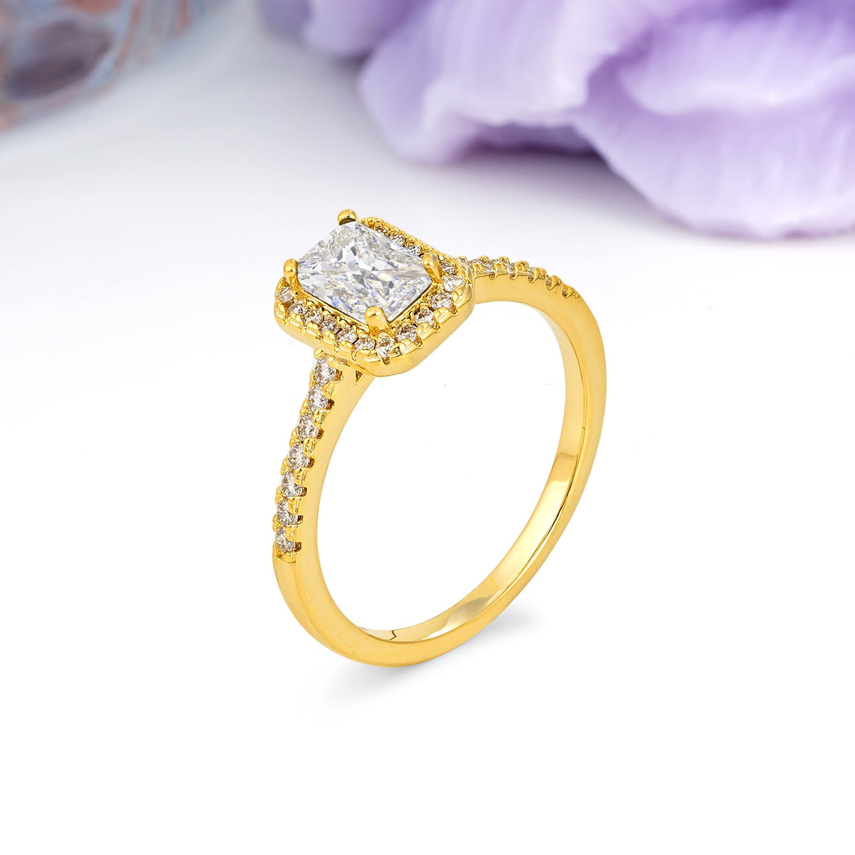 Classic, Luxurious 4 Prong Emerald Cut Moissanite Engagement Ring - Additional view