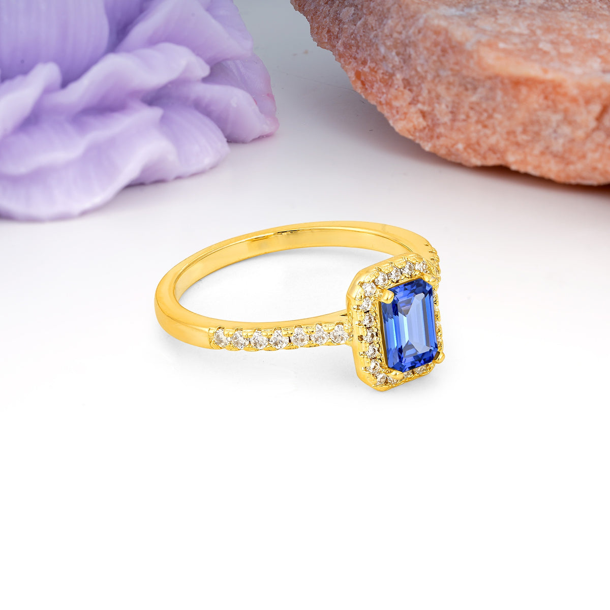 Classic, Luxurious 4 Prong Emerald Cut Sapphire Engagement Ring - Additional view