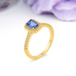 Classic, Luxurious 4 Prong Emerald Cut Sapphire Engagement Ring - Additional view