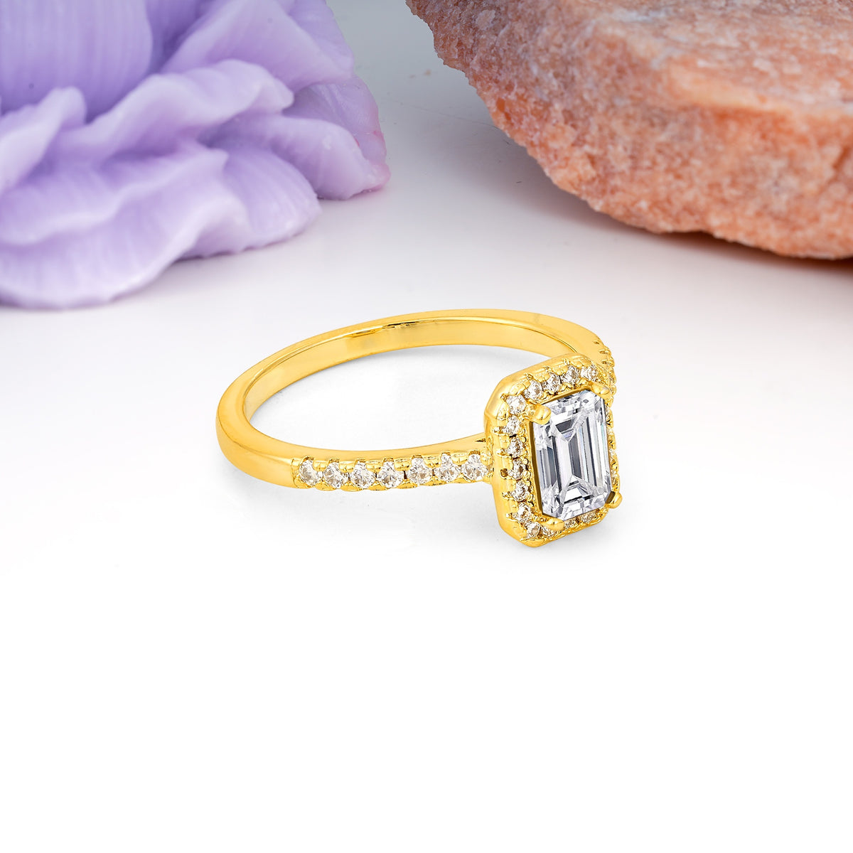 Classic, Luxurious 4 Prong Emerald Cut Lab Diamond Engagement Ring - Additional view