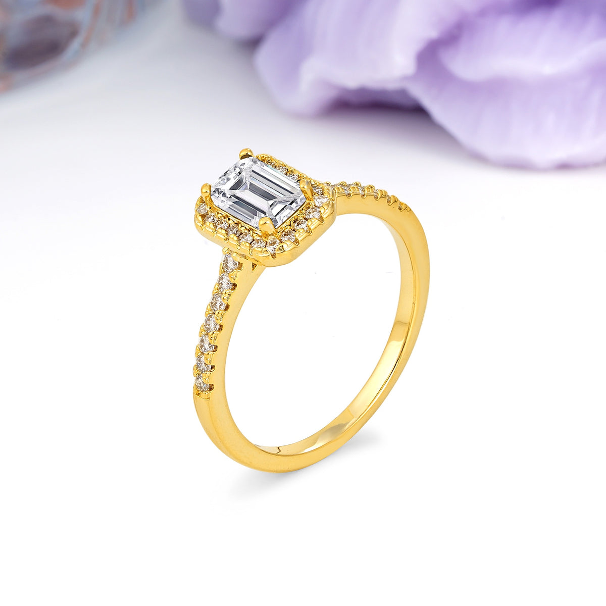 Classic, Luxurious 4 Prong Emerald Cut Lab Diamond Engagement Ring - Additional view