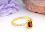 Classic, Luxurious 4 Prong Emerald Cut Garnet Engagement Ring - Additional view