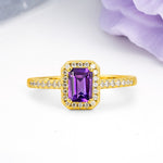 Classic, Luxurious 4 Prong Emerald Cut Amethyst Engagement Ring - Additional view