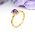 Classic, Luxurious 4 Prong Emerald Cut Amethyst Engagement Ring - Additional view